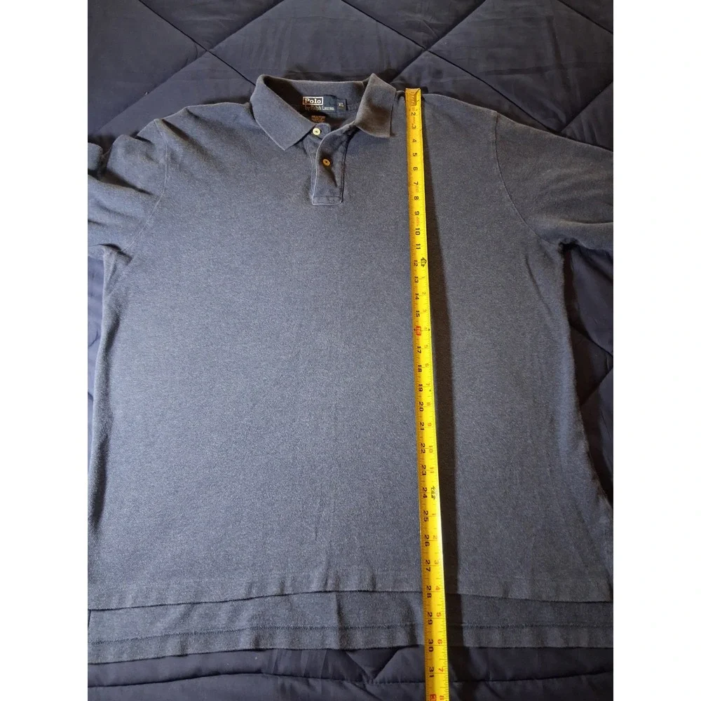 Polo Ralph Lauren Mens XL Long Sleeve Polo Shirt Navy Blue Red Pony Pique Cotton